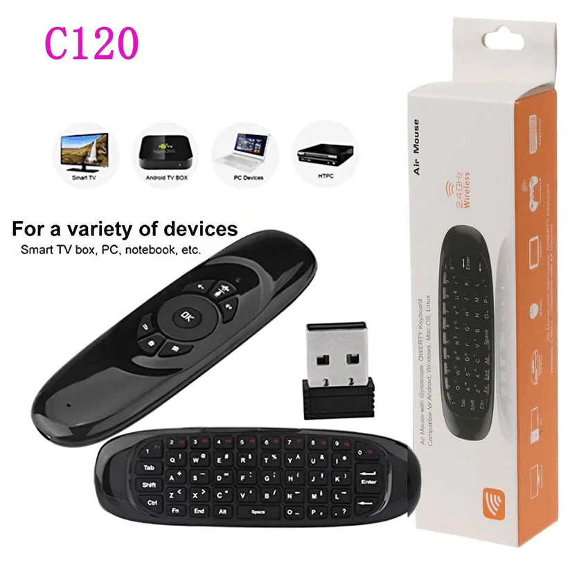 Air Mouse – Wireless Remote with Keyboard for Smart TV, Laptop, PC, and Android Devices